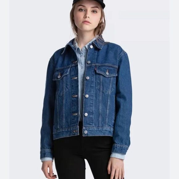 Levi’s Ex-Boyfriend Cotton Denim Trucker Jacket Size S - Picture 3 of 8